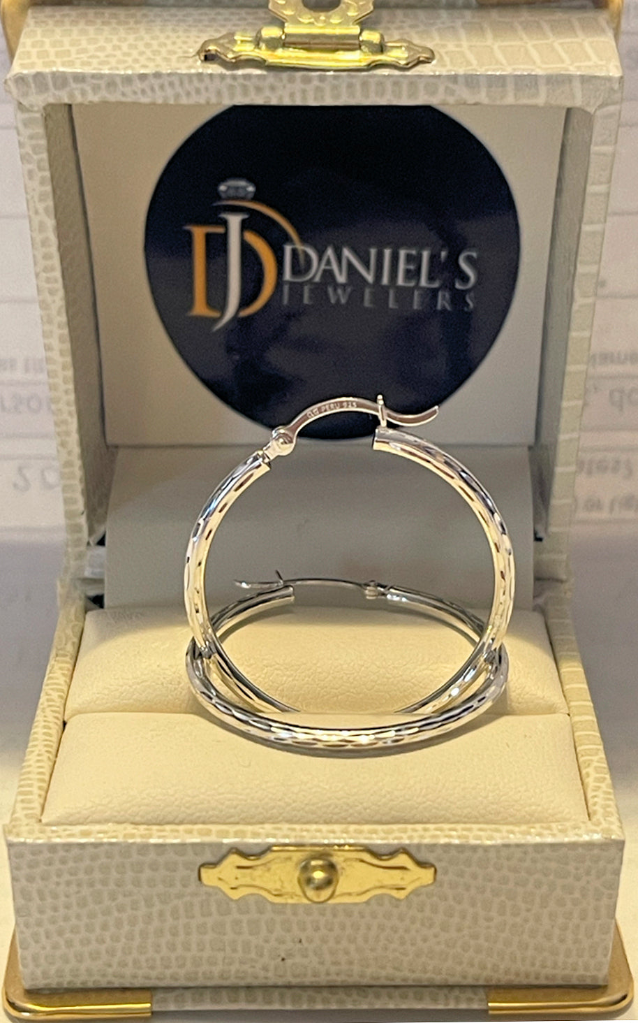 Diamond-Cut Silver Hoop Earrings