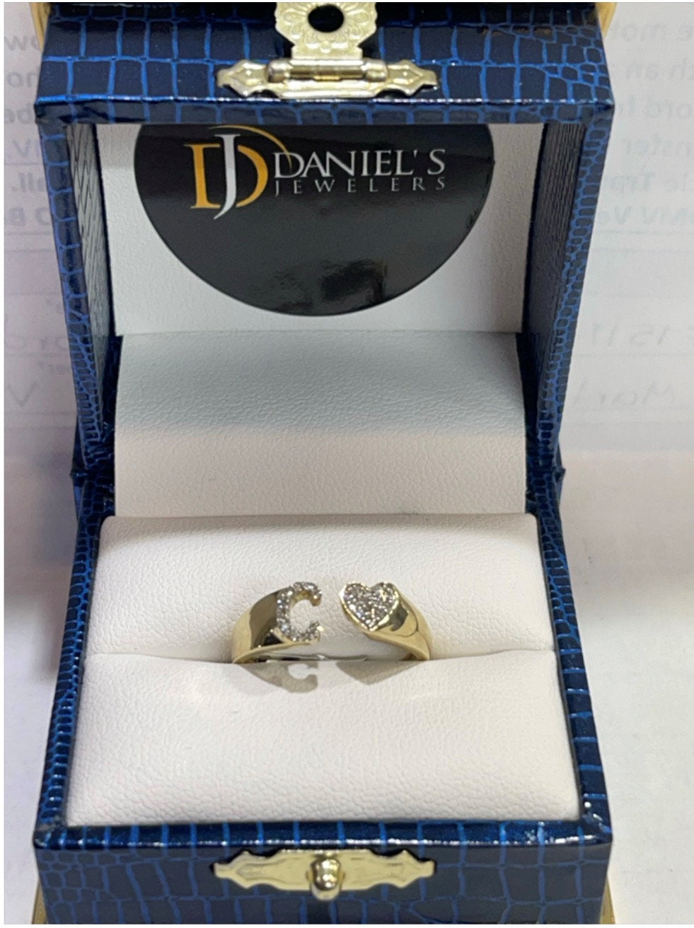Diamond Initial “C” & Heart Ring
