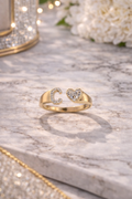 Diamond Initial “C” & Heart Ring
